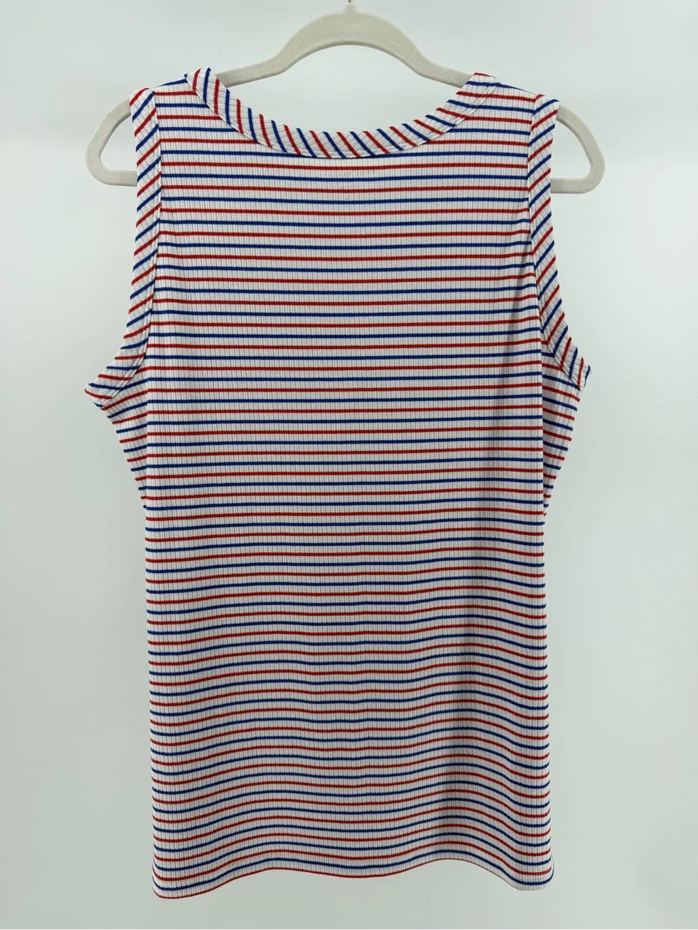 NWT Lane Bryant Fitted High-Neck Ribbed Tank, Red White Blue, Women's 18/20 - Picture 5 of 9